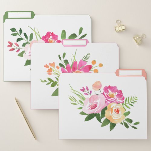 Country Flowers  Watercolor Floral Custom Design File Folder