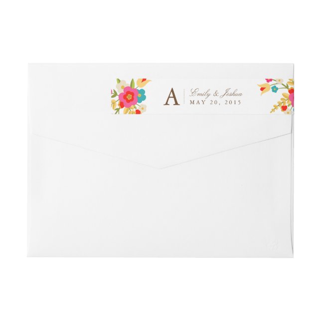 Country Flowers Wedding Monogram Wrap Around Label (Back)