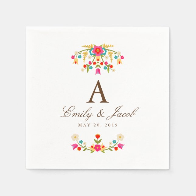 Country Flowers Wedding Paper Napkins (Front)