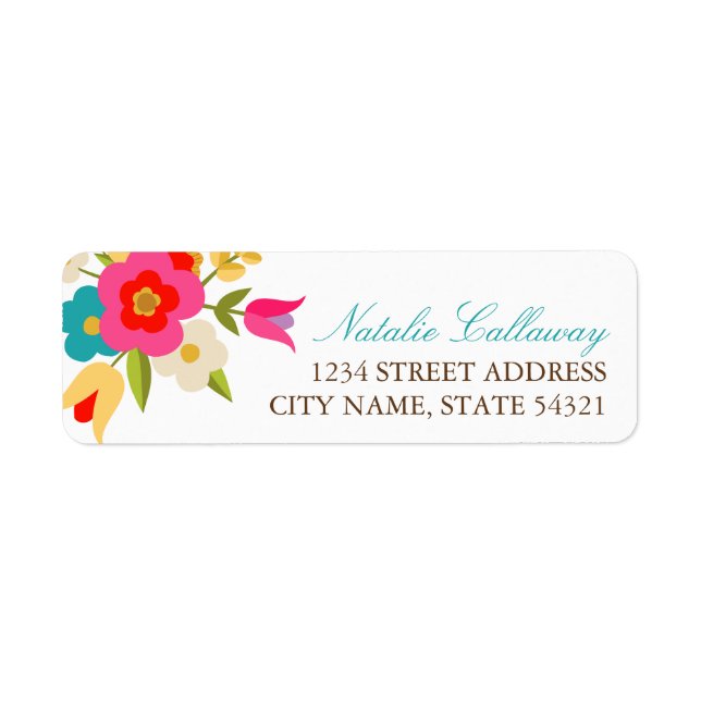 Country Flowers Wedding Return Address Labels (Front)