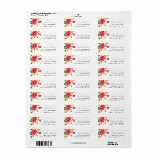 Country Flowers Wedding Return Address Labels