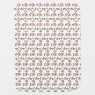 Country Flowers White Unisex Receiving Blanket