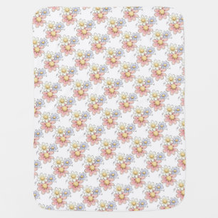 Country Flowers White Unisex Swaddle Blanket