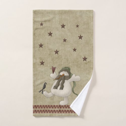 Country Folk Art Rustic Snowman Bath Towel Set