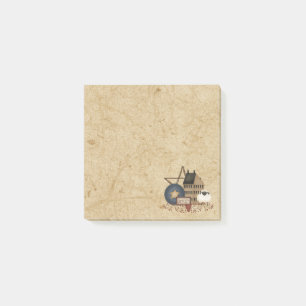 Country Folk Art, Sheep, Mustard Saltbox, Decor Post-it Notes
