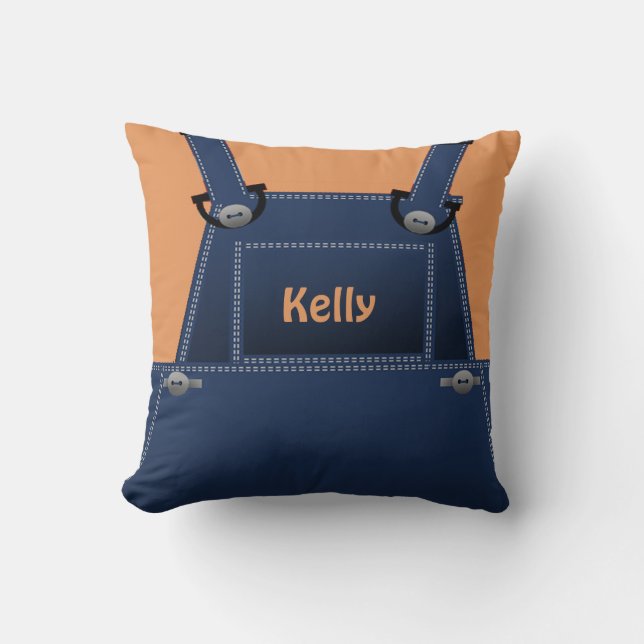 Country Folk Overalls Custom Throw Pillow (Front)