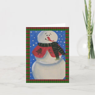 Country Folk Snowman Christmas Holiday Card