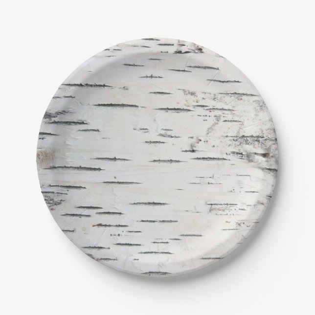 Country Forest Rustic Birch Tree Bark Paper Plates (Front)