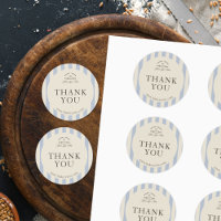 Country French Blue Striped Bakery Logo Striped