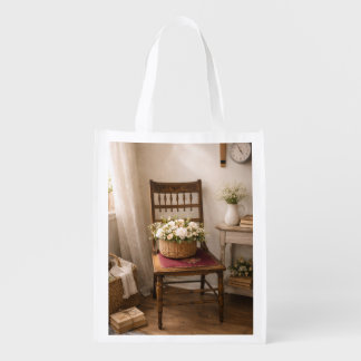 Country French Chair – Cottage Core Reusable  Grocery Bag