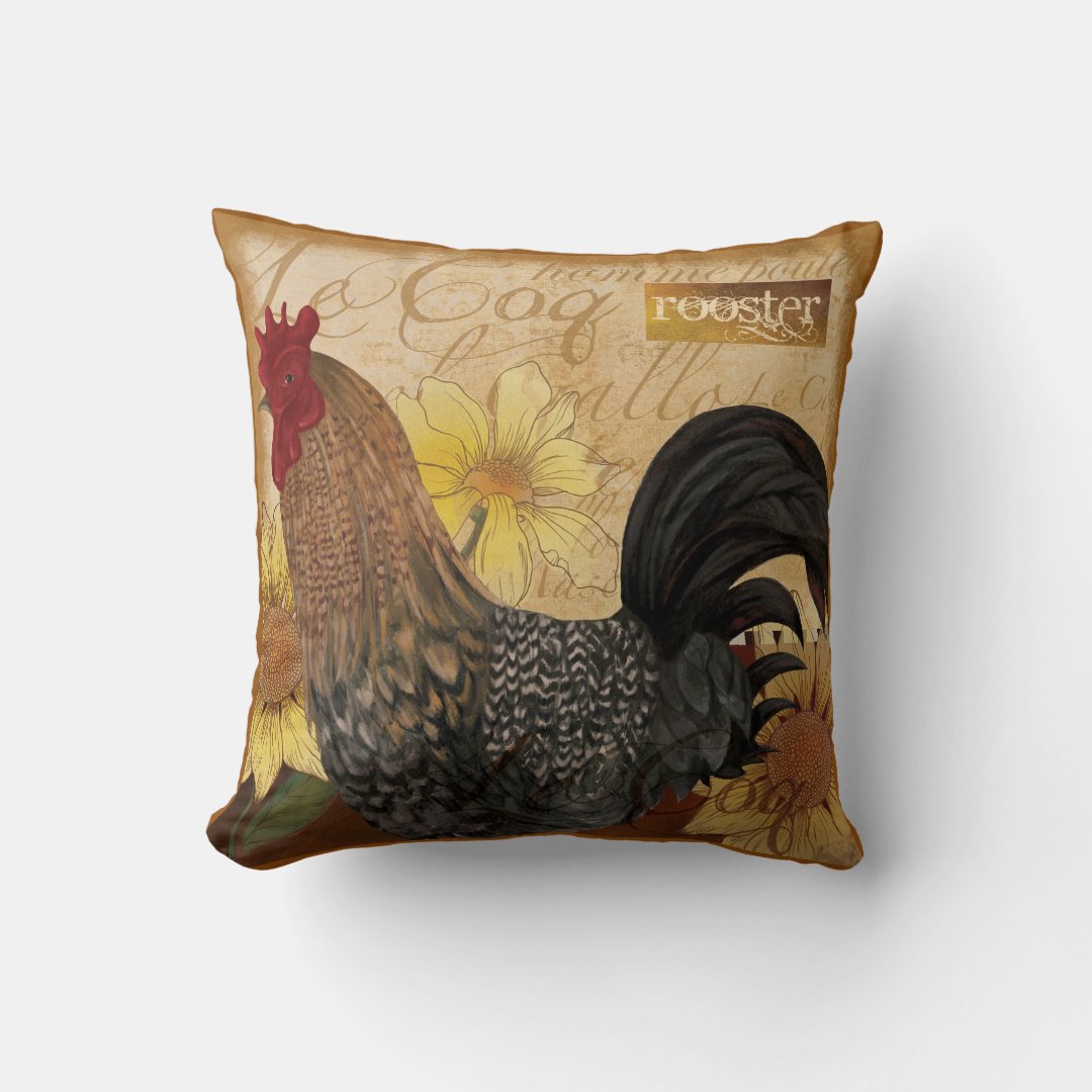 Country French Rooster Pillow | Zazzle