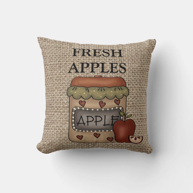 Country Fresh Apples Throw Pillow (Front)