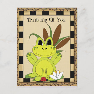 Country Frog Thinking Of You postcard stamp