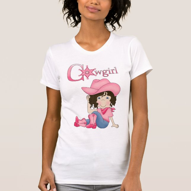 Country Fun Cowgirl Black Hair T-Shirt (Front)