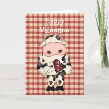 Country Fun Moo Cow Valentine's Day Card by BabiesOnly at Zazzle