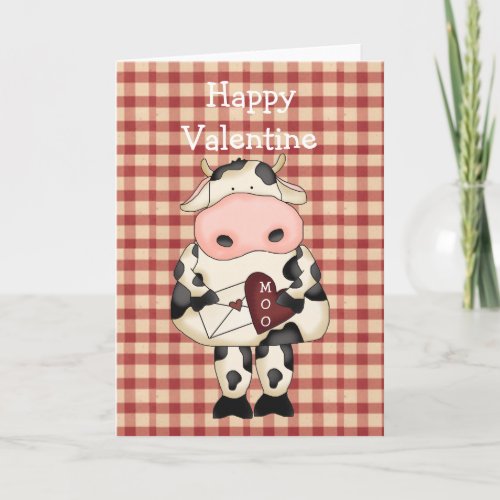 Country Fun Moo Cow Valentines Day Card
