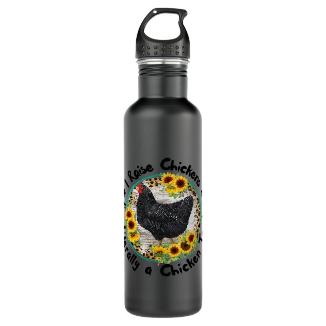Country funny quote I raise chickens chicken tende Stainless Steel Water Bottle (Front)