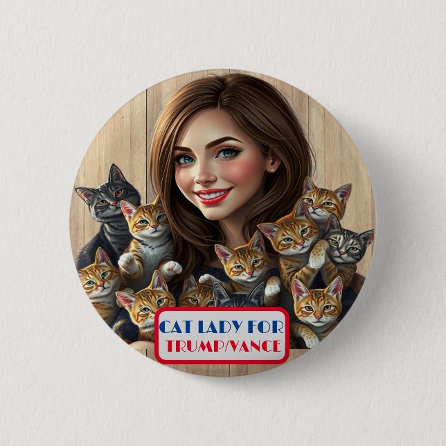 Country Gals Cat Lady for Trump/Vance Button (Front)