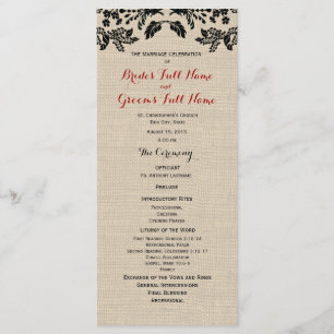 Country Garden and Burlap Wedding Program