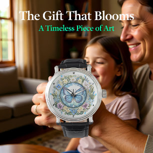 Country Garden" - Blue Butterfly Floral  Watch