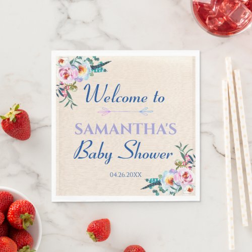 Country Garden Boho Floral Baby Shower Welcome Napkins