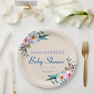 Country Garden Boho Floral Baby Shower Welcome Paper Plates