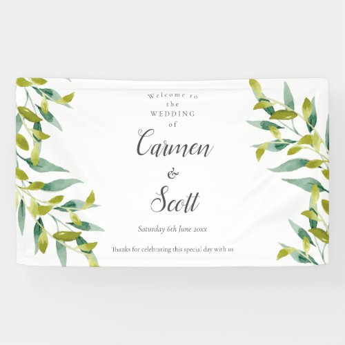 Country Garden Eucalyptus Greenery Wedding Welcome Banner