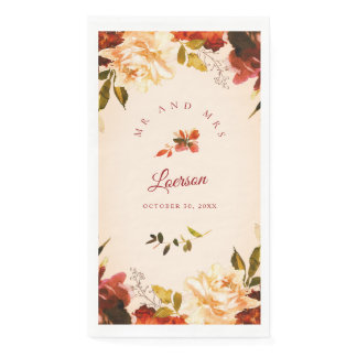 Country Garden Flowers Ivory Blush Wedding Paper Guest Towels