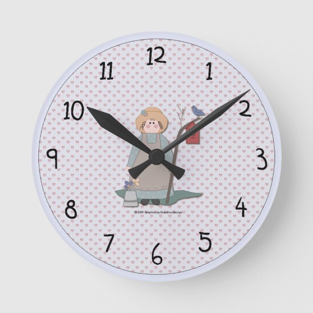 Country Garden Girl Wall Clock (Front)