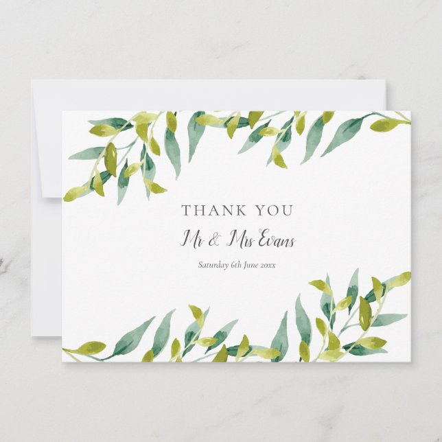 Country Garden  Greenery Wedding Thank You (Front)