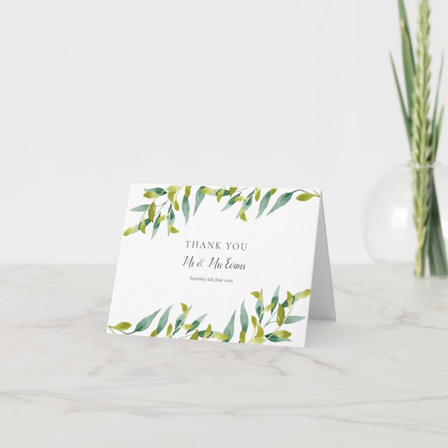 Country Garden Greenery Wedding Thank You Card (Front)