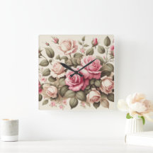 Country Garden Pink Roses on Cream Background