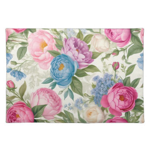 Country Garden Roses And Peonies Floral Cloth Placemat