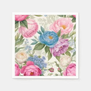 Country Garden Roses And Peonies Floral Napkins