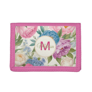 Country Garden Roses And Peonies Floral Trifold Wallet