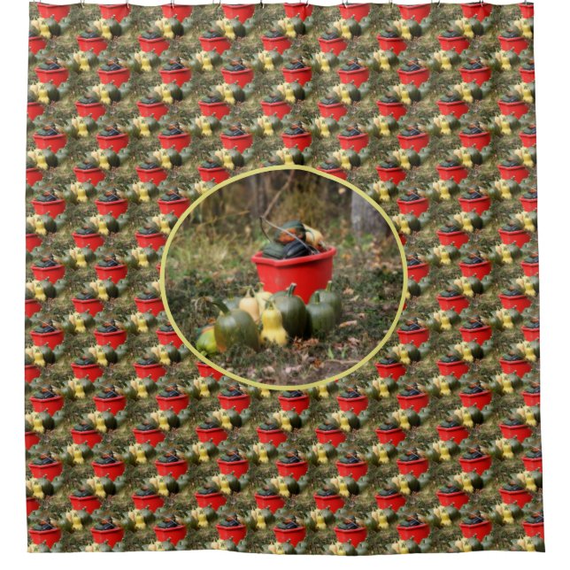 Country Garden Squash Nature Art Pattern Shower Curtain (Front)