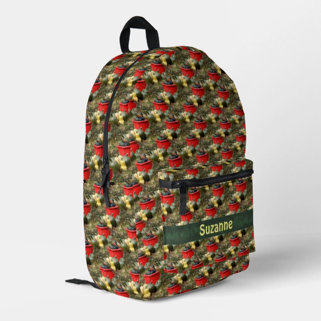 Country Garden Squash Pattern Personalized Printed Backpack (Back Corner Left)