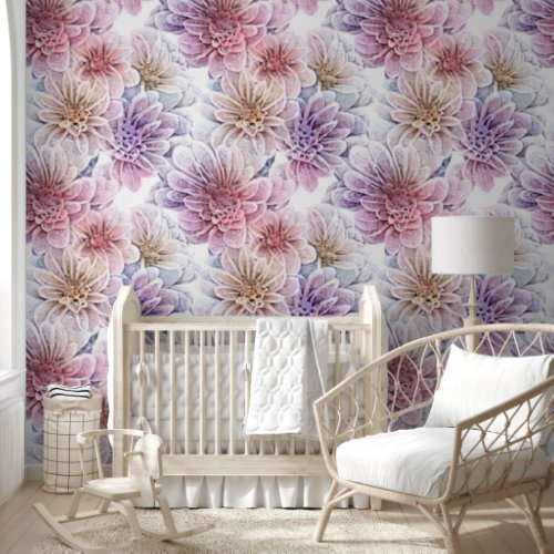 Country garden watercolor floral flower pattern wallpaper 