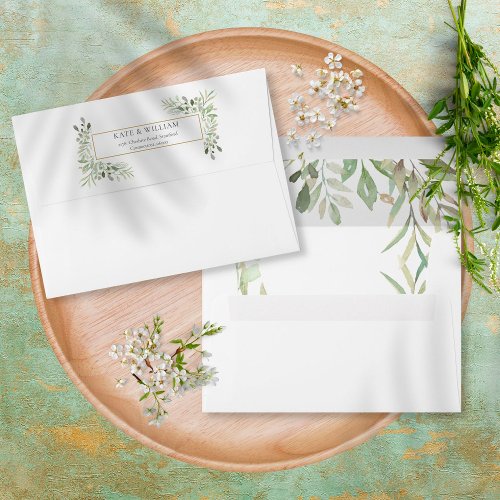 Country Garden Watercolour Greenery Wedding Envelope