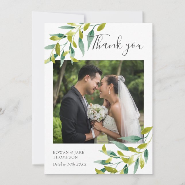 Country Garden Wedding Photo Thank You Card (Front)
