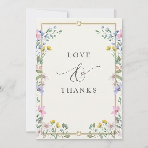 Country Garden Wildflowers Floral Wedding Thank You Card