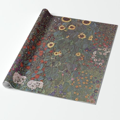 Country Garden with Sunflowers by Gustav Klimt Wrapping Paper