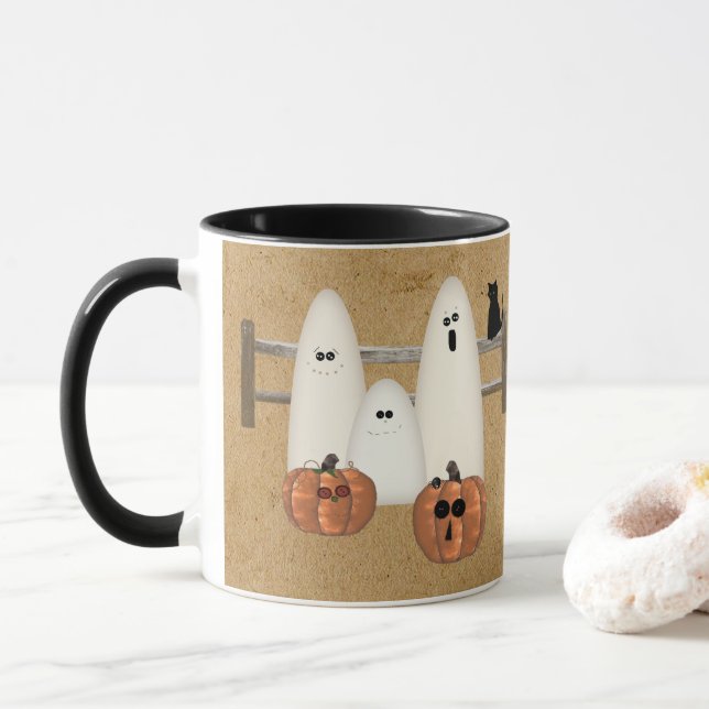 Country Ghosts Halloween Mug (With Donut)