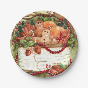 Country Gingerbread Basket Paper Plate
