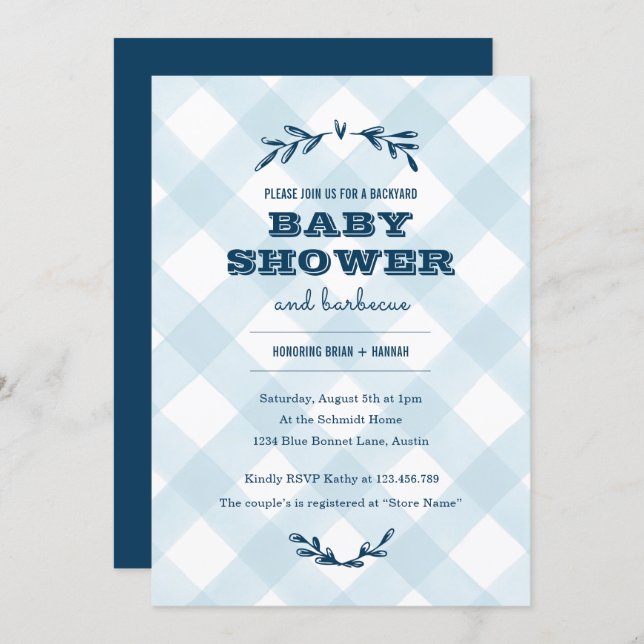 Country Gingham Baby Shower Invitation (Front/Back)