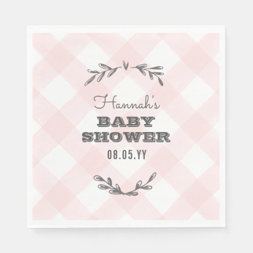 Country Gingham Baby Shower Napkins