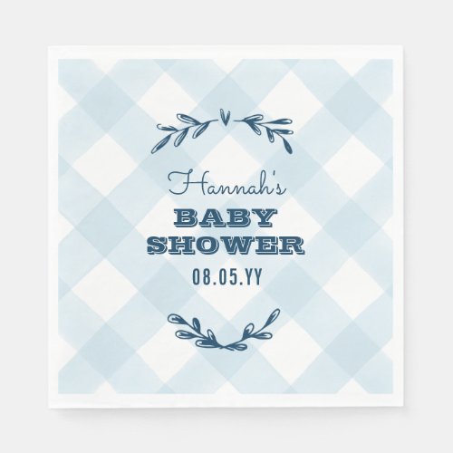 Country Gingham Baby Shower Paper Napkins
