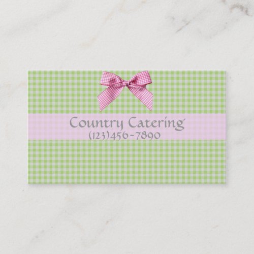 Country Gingham Business Card green