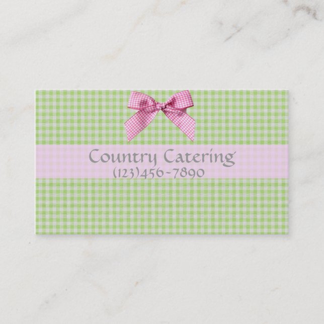 Country Gingham Business Card green (Front)