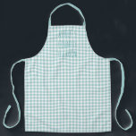 Country Gingham Check Blue and White Personalized Apron<br><div class="desc">Country style Blue and White Gingham Apron which you can personalize with your business name or custom text. The lettering is printed in skinny font typography in a darker shade of blue.</div>
